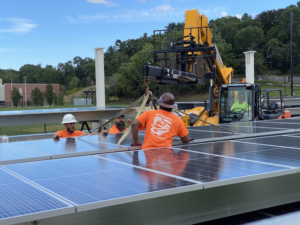 Solar panels being installed