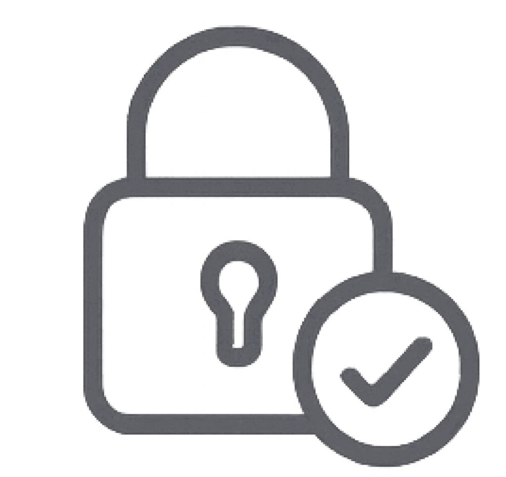 Security icon - padlock and tick