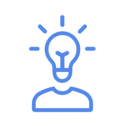 Icon of empowered teams, lightbulb as head on shoulders