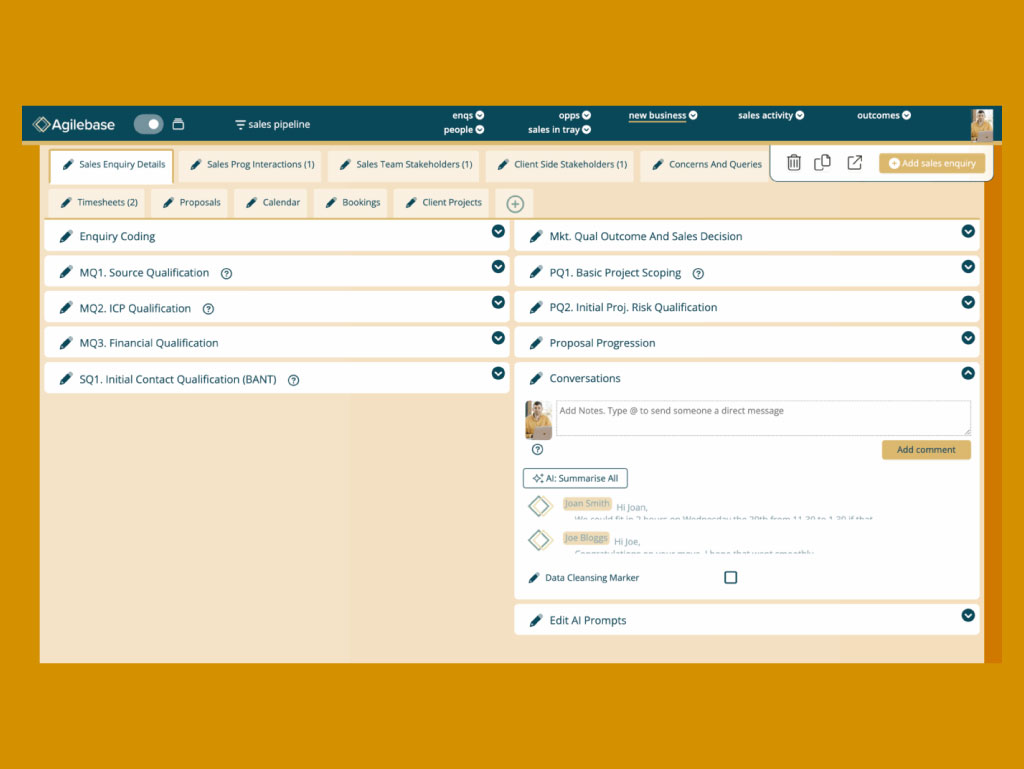 Screenshot of designing data modules in Agilebase