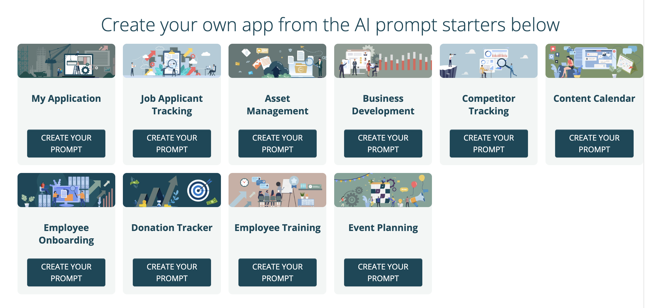 Screenshot of Agilebase - AI prompt options