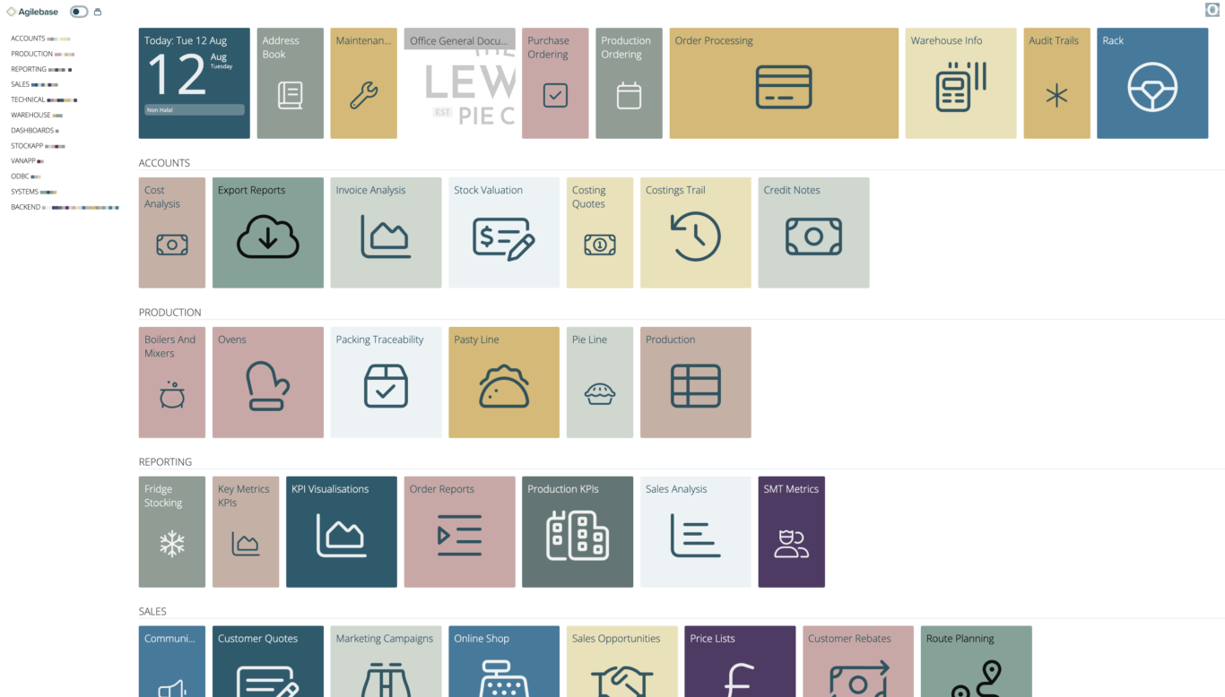 Agilebase tiles screens