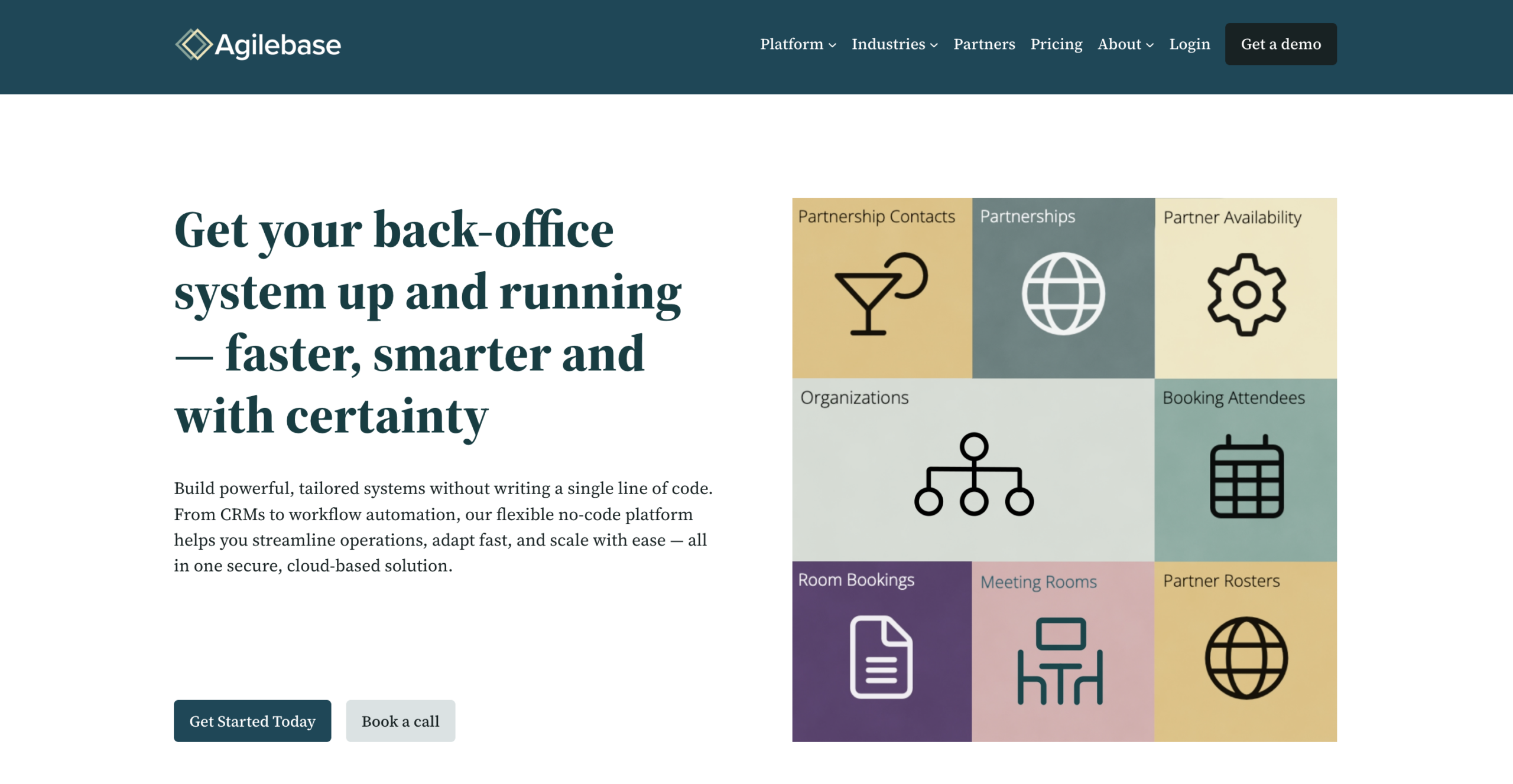 Homepage of Agilebase new website